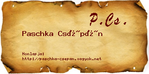 Paschka Csépán névjegykártya